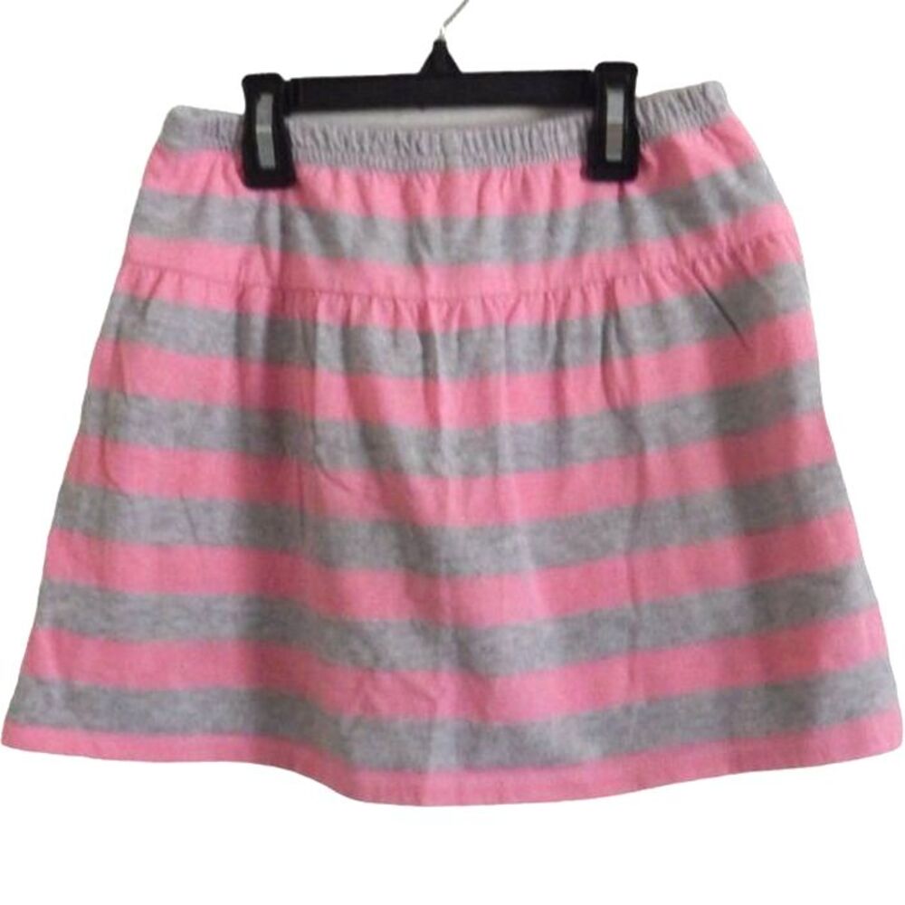 Faded Glory Girls Medium 7/8 Pink Gray Striped Skort Skirt Shorts Pull-On